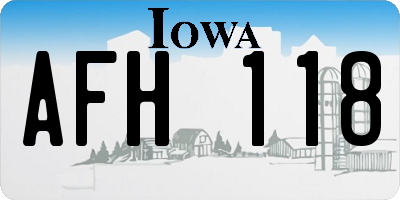 IA license plate AFH118