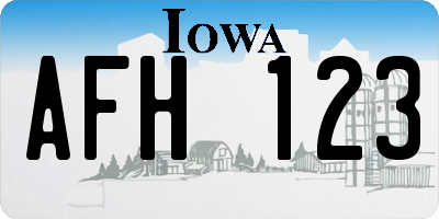 IA license plate AFH123
