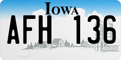 IA license plate AFH136