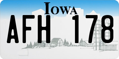 IA license plate AFH178