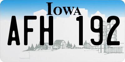 IA license plate AFH192