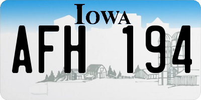 IA license plate AFH194