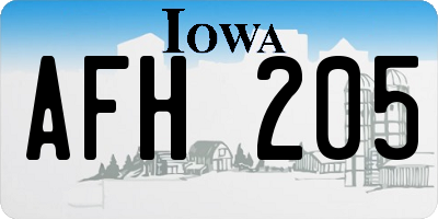 IA license plate AFH205