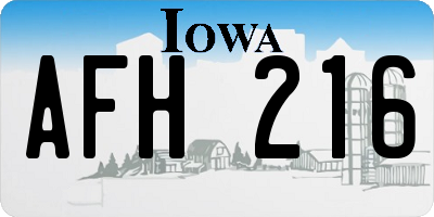 IA license plate AFH216