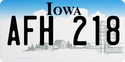 IA license plate AFH218