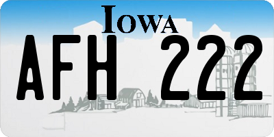 IA license plate AFH222