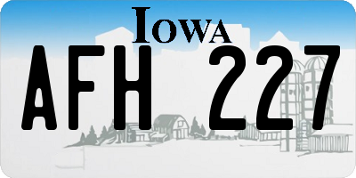 IA license plate AFH227