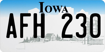 IA license plate AFH230