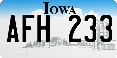 IA license plate AFH233