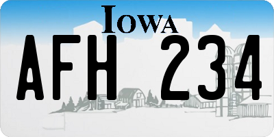 IA license plate AFH234