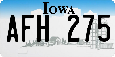 IA license plate AFH275