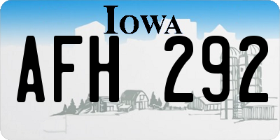 IA license plate AFH292