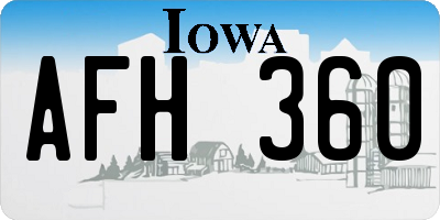 IA license plate AFH360