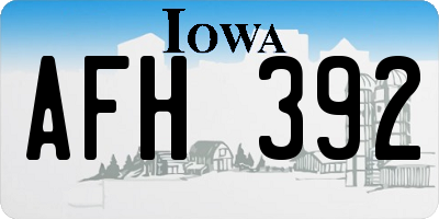 IA license plate AFH392