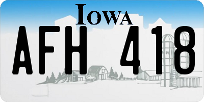 IA license plate AFH418