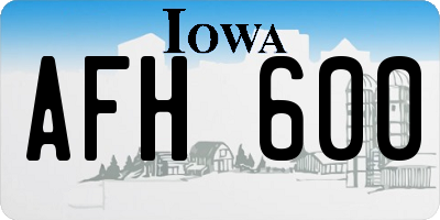 IA license plate AFH600