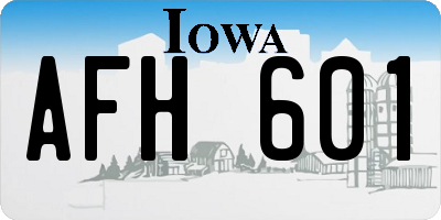 IA license plate AFH601
