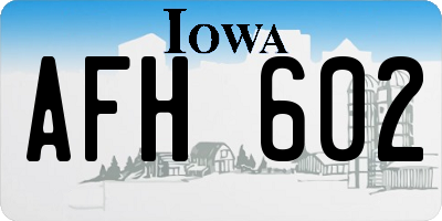 IA license plate AFH602