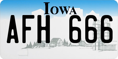 IA license plate AFH666