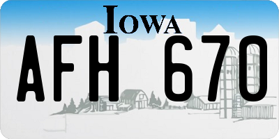IA license plate AFH670