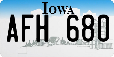 IA license plate AFH680