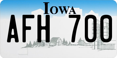 IA license plate AFH700