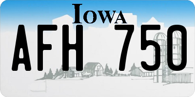IA license plate AFH750