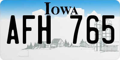 IA license plate AFH765