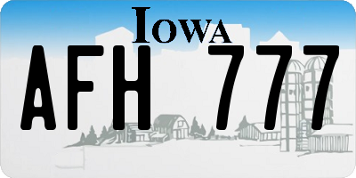 IA license plate AFH777