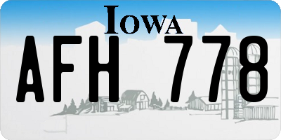 IA license plate AFH778