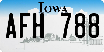 IA license plate AFH788