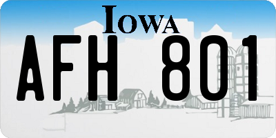 IA license plate AFH801