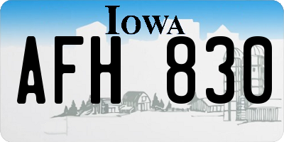 IA license plate AFH830