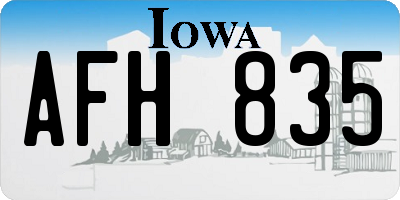 IA license plate AFH835