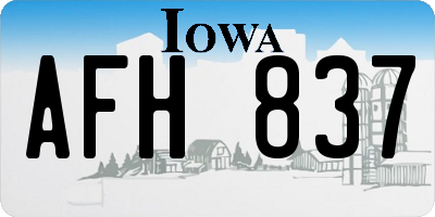 IA license plate AFH837