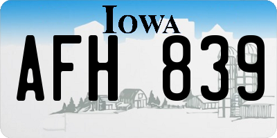 IA license plate AFH839
