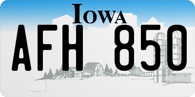 IA license plate AFH850