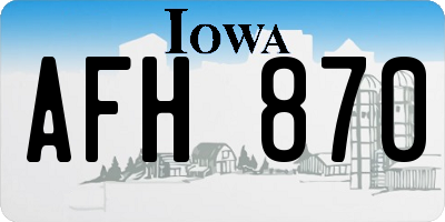 IA license plate AFH870