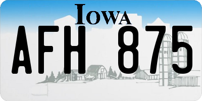IA license plate AFH875