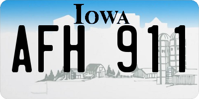 IA license plate AFH911