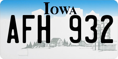 IA license plate AFH932