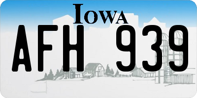 IA license plate AFH939