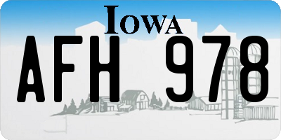 IA license plate AFH978