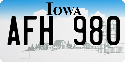 IA license plate AFH980