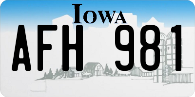 IA license plate AFH981