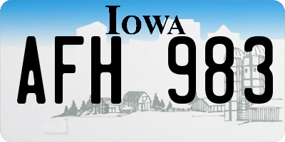 IA license plate AFH983