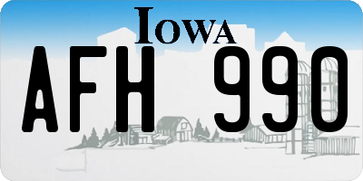 IA license plate AFH990