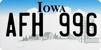 IA license plate AFH996