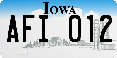 IA license plate AFI012