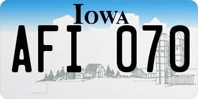 IA license plate AFI070
